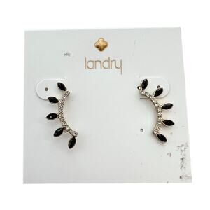 Landry earrings dainty gold black rhinestone earrings NWT